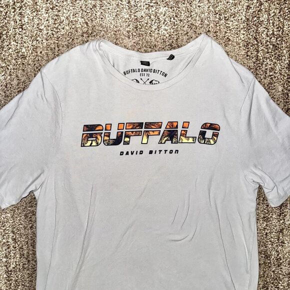 Buffalo David Bitton Men's Graphic Logo Tee T-Shirt in White Size XL - Picture 8 of 8